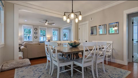 The dining room table comfortably seats eight