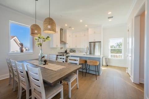 Dining room with table accommodating 8