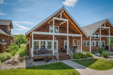 Deck and front door of bungalow