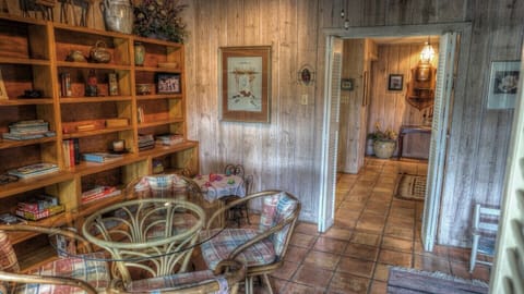 Library/Game room, doors close, Queen sofa bed, game table & games