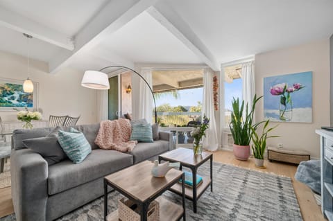 Living room, looking west onto the balcony.
