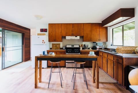 Fridge, oven, stovetop, coffee/tea maker