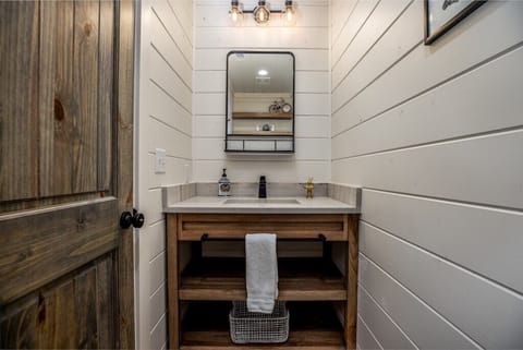 Our bunny-inspired half bath downstairs