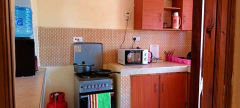 Fridge, microwave, oven, electric kettle