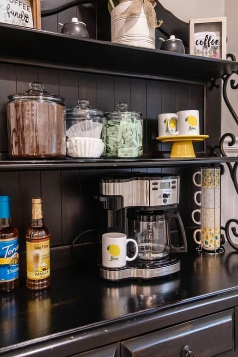 Stocked coffee bar is waiting for you in the morning as your raise for an early brew.