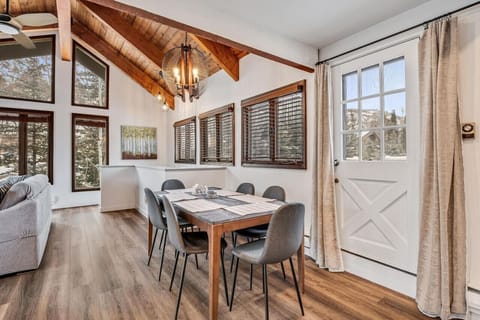 Cozy dining area with warm lighting