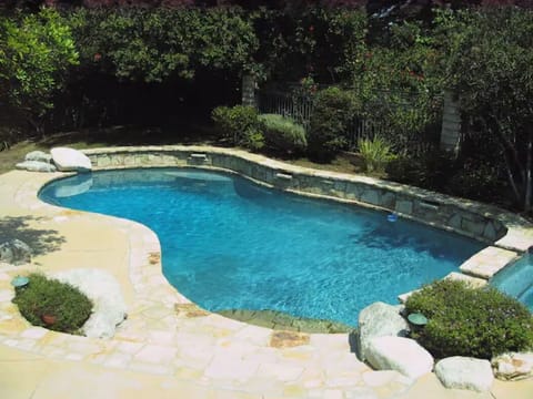 Outdoor pool, a waterfall pool