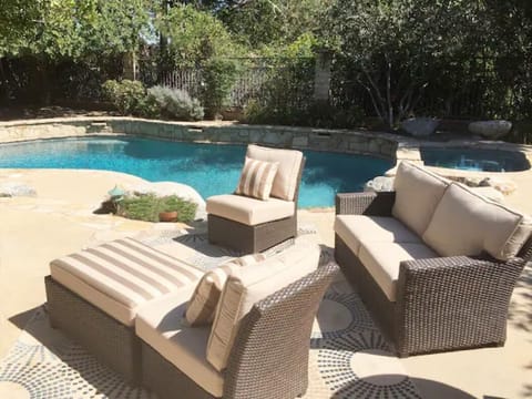 Outdoor pool, a waterfall pool