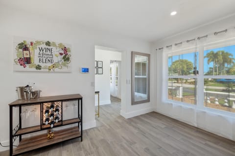 This is a picture of the wine bar next to the foyer entrance