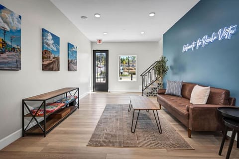 The entry lobby. The board games are here for you to use.