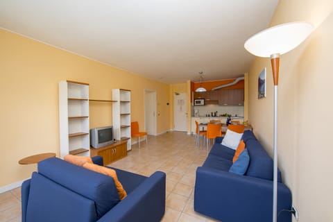 Living room with open plan kitchen