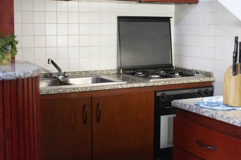 Fridge, oven, stovetop, cookware/dishes/utensils