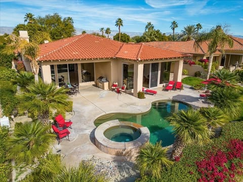 Outdoor pool, a heated pool, sun loungers