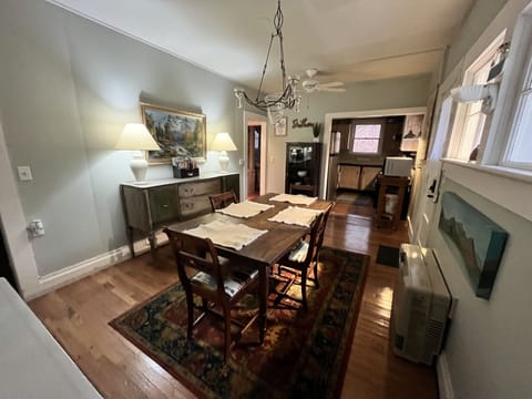 Dining room looking into kitchen.