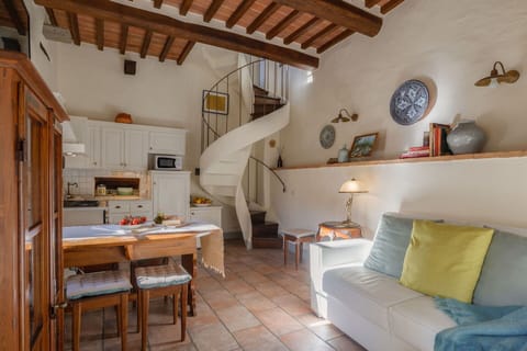 Living room, dining room and kitchen