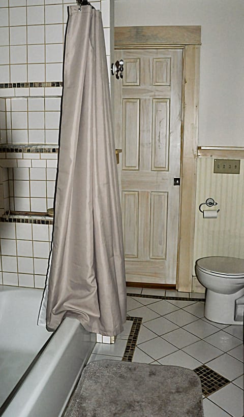 Combined shower/tub, towels