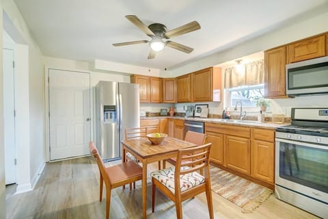 Eat-in kitchen has seating for 4.