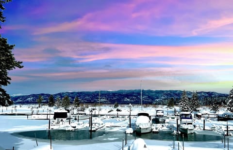 Stunning mountain views from your private balcony at sunset.