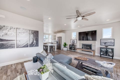 Large living room for family and friends to gather.