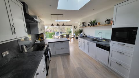 Kitchen looking looking towards indoor dining area