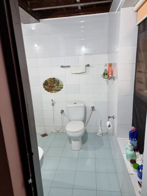 Combined shower/tub, hair dryer, bidet, towels