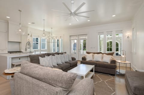 Luxurious open living room & kitchen area