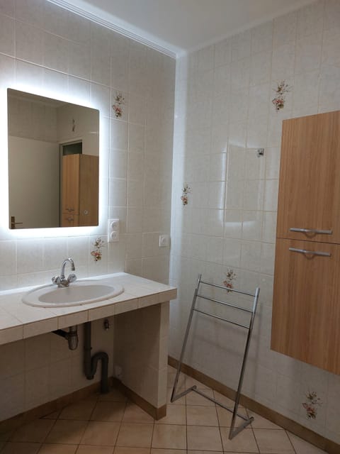 Combined shower/tub, hair dryer, towels