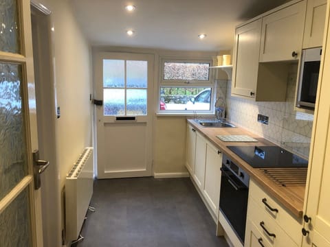 Modern fitted kitchen with ceramic hob