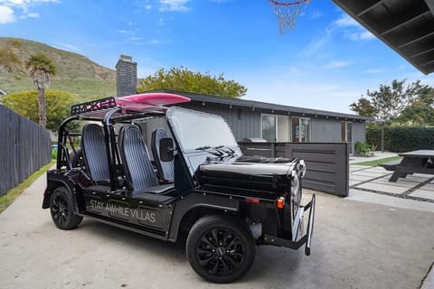 Moke (electric golf cart) + Surfboard rack.  Your summer awaits you at the Malibu Beach House.