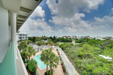 View from the balcony, pool area