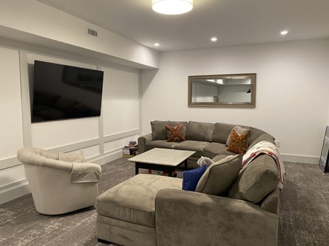 Smart TV, fireplace, computer monitors