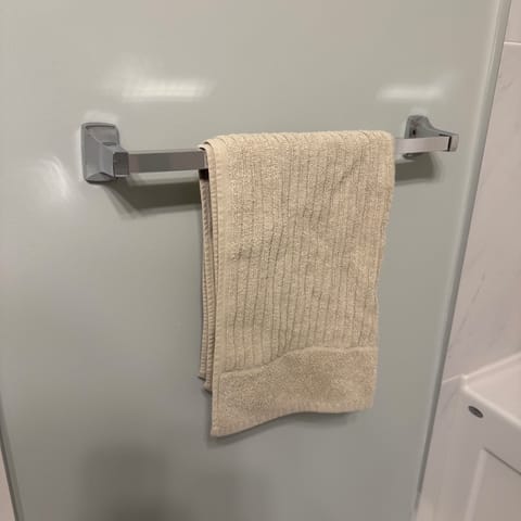 Floor towel in bathroom 1 .