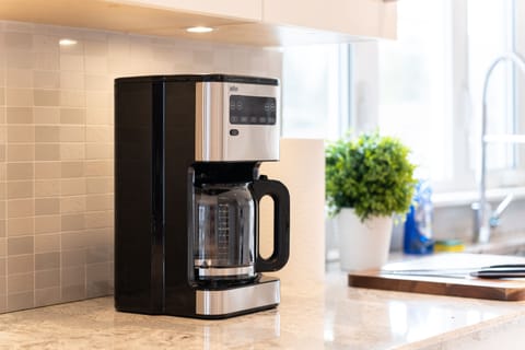 coffee station, complete with tea and decaf options