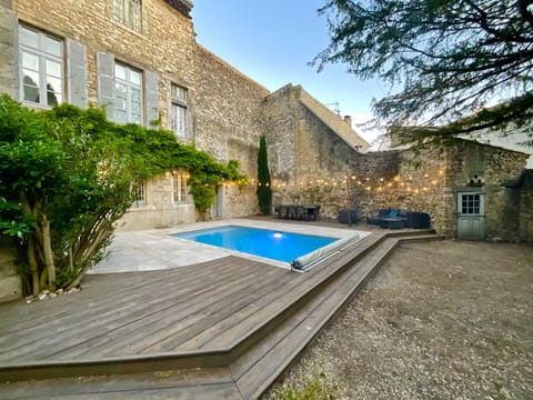 The private courtyard garden. The pool is surrounded by non-slip decking