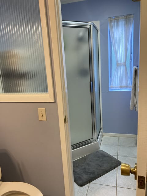 Shower room off bathroom