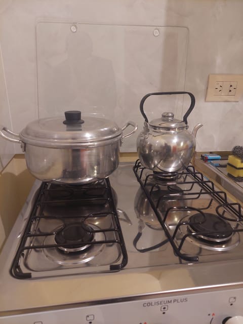 Fridge, oven, stovetop, electric kettle