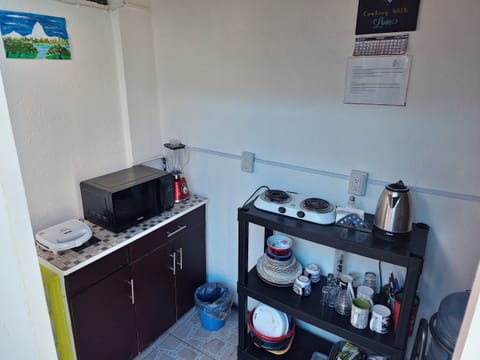 Fridge, microwave, dishwasher, coffee/tea maker