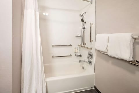 Combined shower/tub, hair dryer