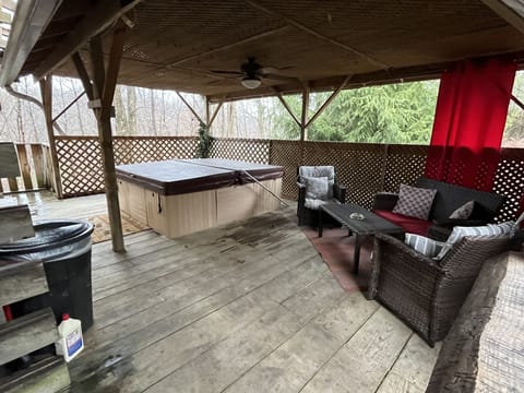 Wrap around deck with hot tub