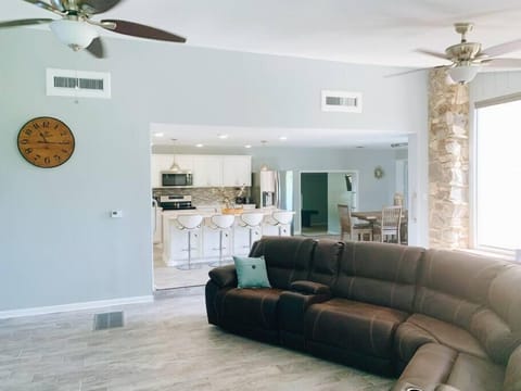 Open living room, kitchen, and dining room