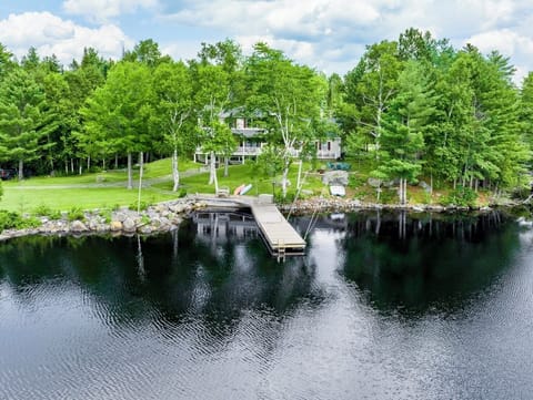Large dock for swimming, fishing, and your boat that you can put in next door at the marina.