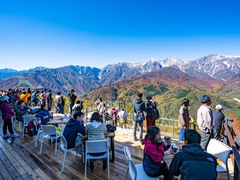 ・[Iwatake Mountain Harbor/Autumn] You can see a magnificent panoramic view from the terrace (provided by Hakuba Village Tourism Association)