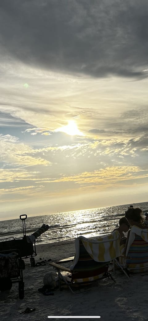 Beach nearby, sun loungers