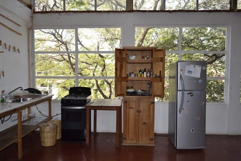 Fridge, stovetop, cookware/dishes/utensils