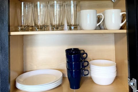 Plenty of dinnerware and dishware for your stay