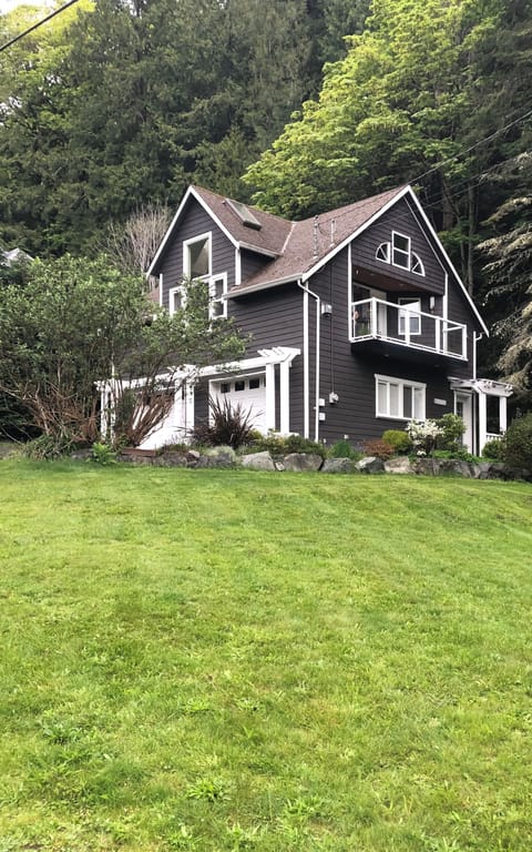 Tucked amongst old growth trees.