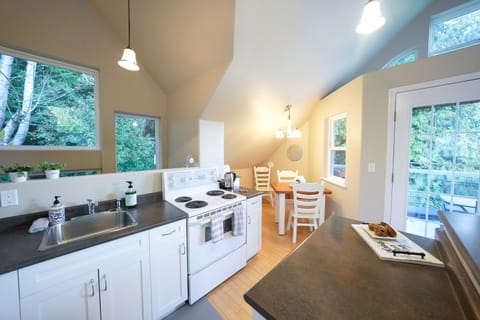 Full, well-equipped kitchen. 