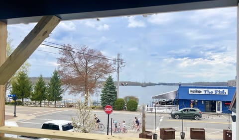 Daytime view, fun to people watch and see the activity from your cozy balcony. 