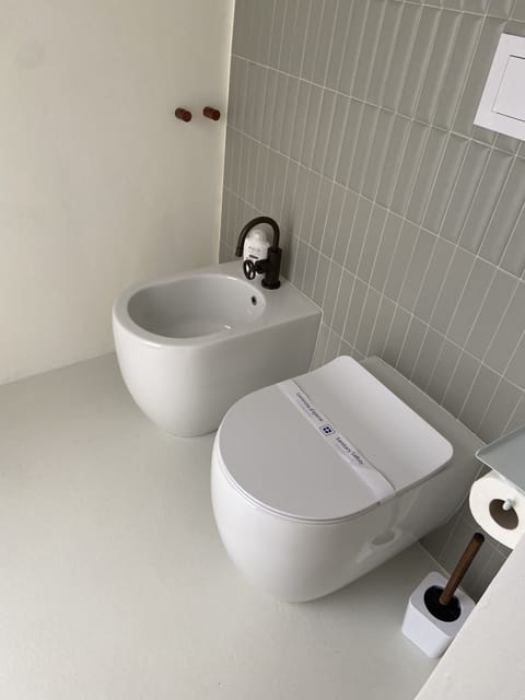 Jetted tub, hair dryer, bidet, towels