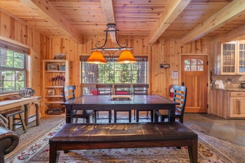 Dining table can comfortably seat 8 - 10 guests.